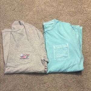 Vineyard Vines Gray and Teal T-Shirts long sleeve